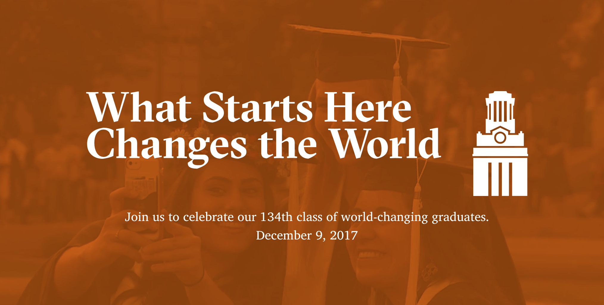 What starts here changes the world banner. 
