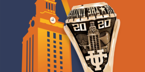 Illustration of the UT Tower and a UT class ring