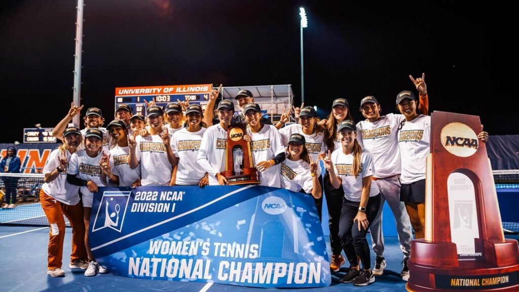 UT Women's tennis team poses for group photo after winning National Championship