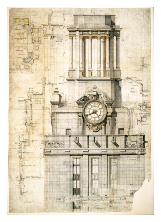 Architectural drawing by Paul Cret of the Tower
