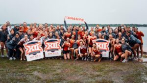 The Texas Rowing team poses for a group photo after winning the conference championship.