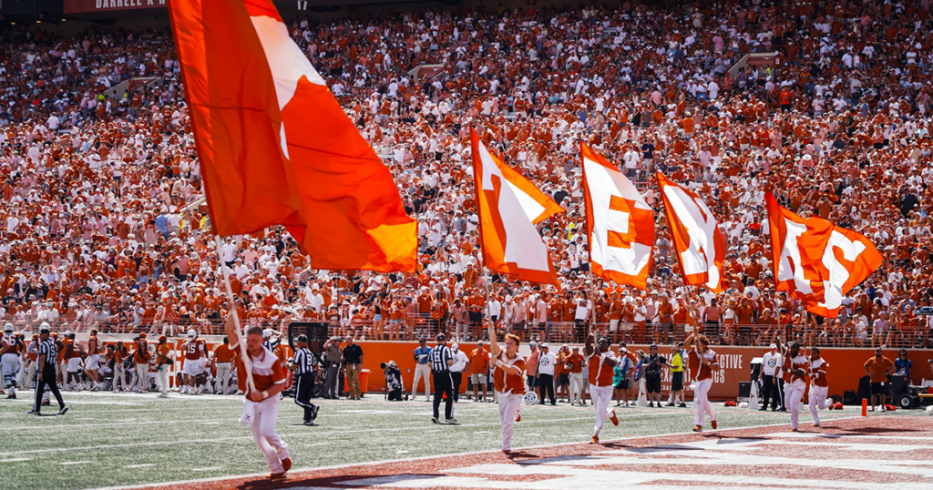 Football game day atmosphere at U.T. Austin