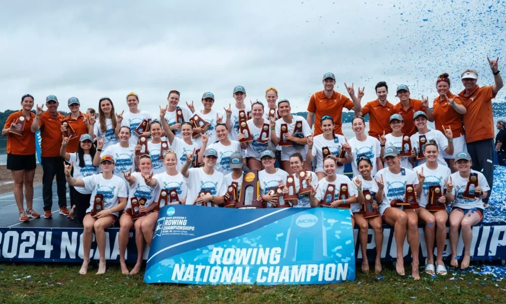 Texas Rowing team celebrates winning the NCAA Championship