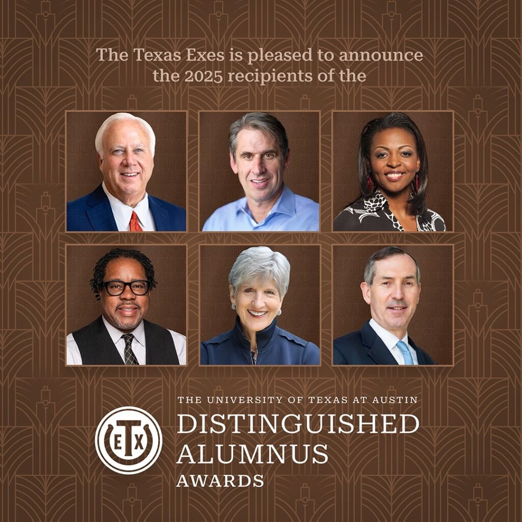A collage of the Texas Exes 2025 Distinguished Alumnus Award winners.